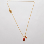Collier femme jaspe rouge facetté en acier doré 45 cm