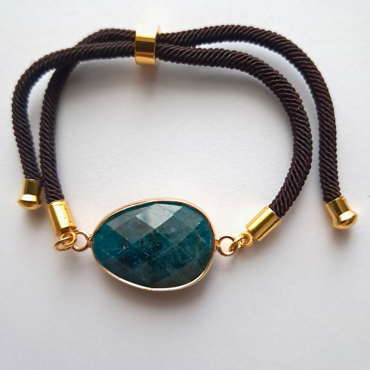 Bracelet Cordon Apatite Bleue – Clarté & Créativité au Poignet
