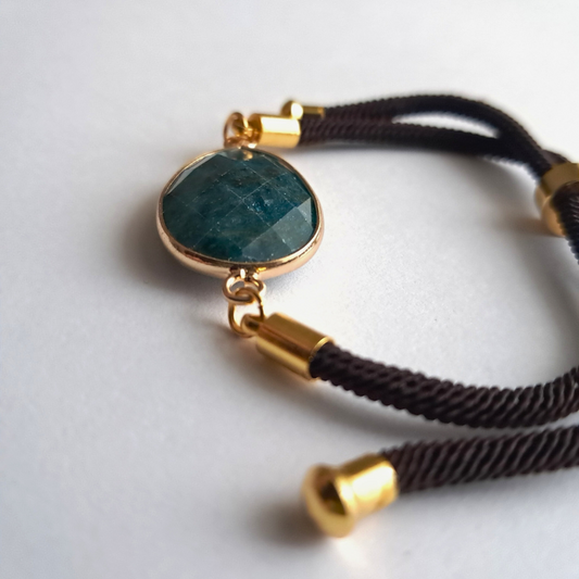 Bracelet Cordon Apatite Bleue – Clarté & Créativité au Poignet