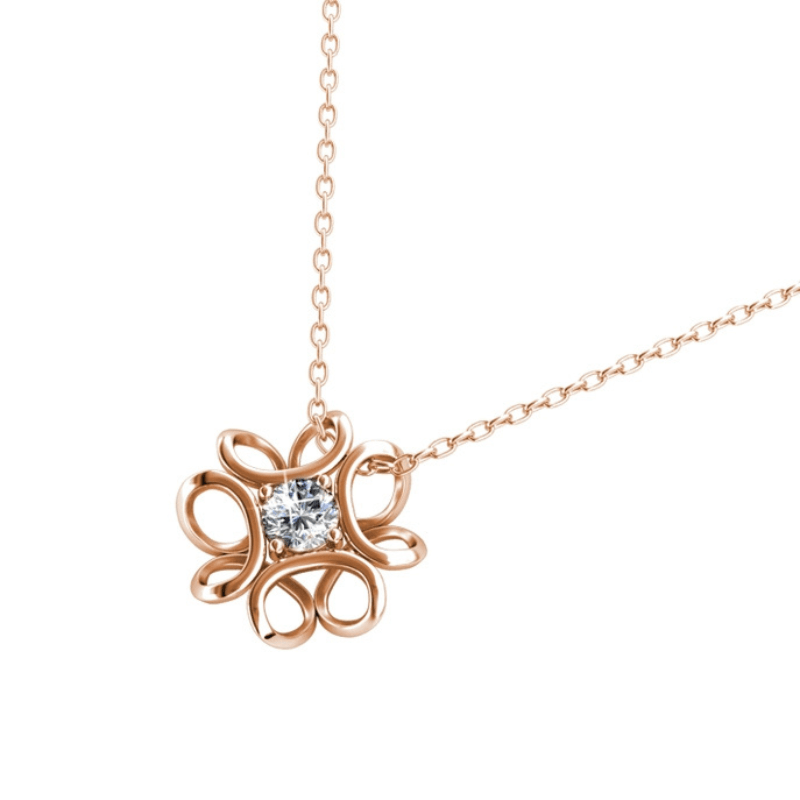 Collier Fleur Dorée Rosée – Élégance Délicate Éclat Féminin