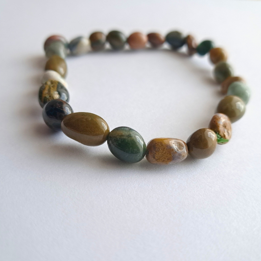 Bracelet Énergie de l’Océan – Jaspe naturel roulé