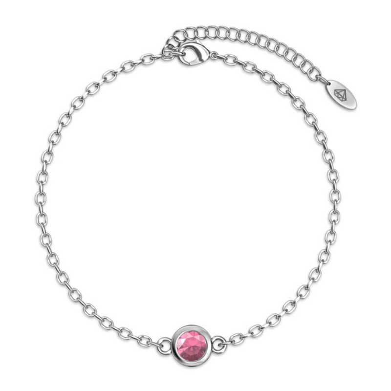 Bracelet Élégance Argentée – Pierre Rose et Finesse Intemporelle