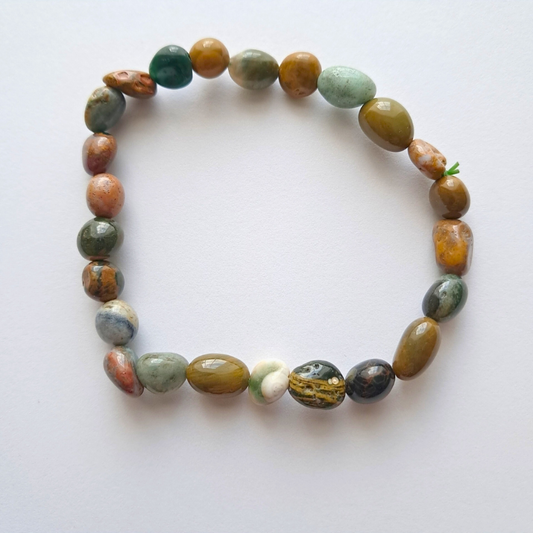 Bracelet Énergie de l’Océan – Jaspe naturel roulé