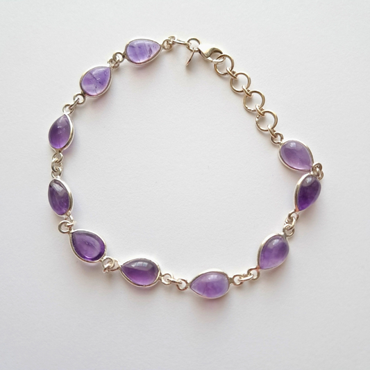 Bracelet en Argent 925 – Améthyste Naturelle, Élégance et Énergie Réunies