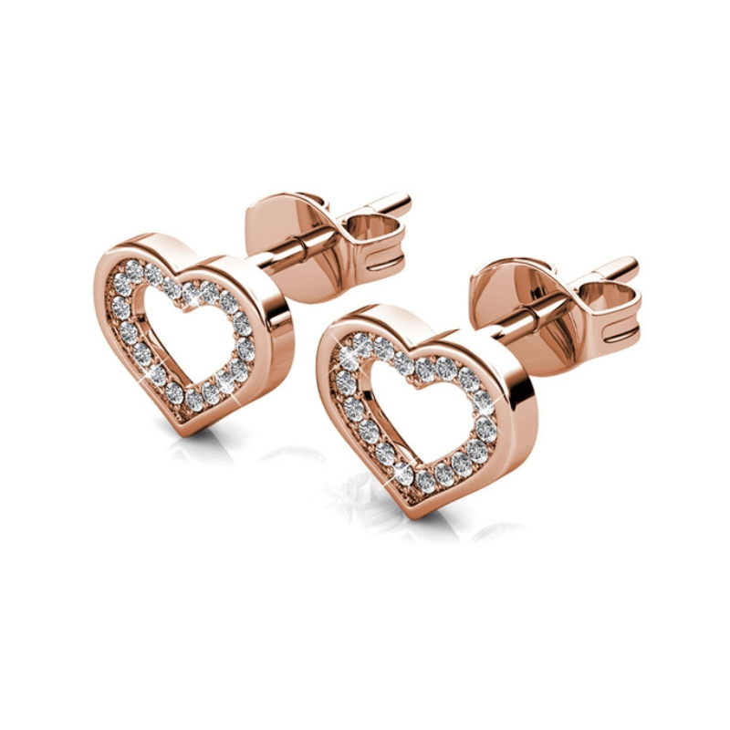 Boucles d’Oreilles Cœur Doré Rosé – Éclat Romantique