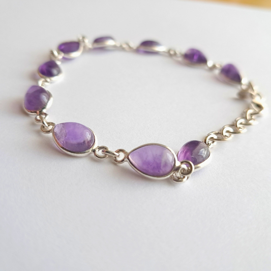 Bracelet en Argent 925 – Améthyste Naturelle, Élégance et Énergie Réunies
