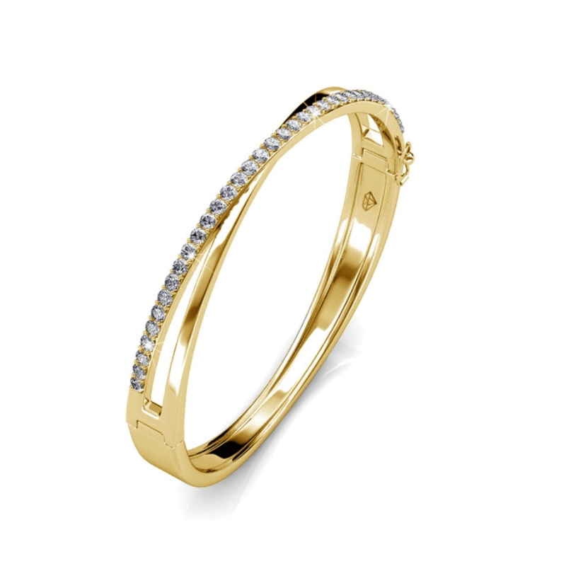 Bracelet Jonc Doré – Élégance Croisée