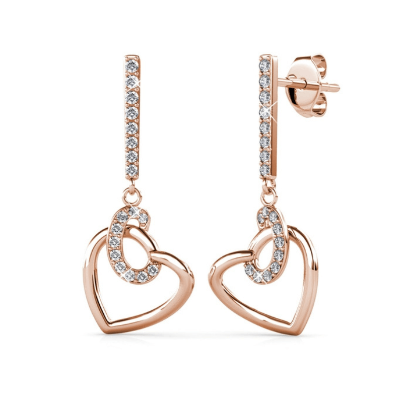 Boucles d’Oreilles Cœurs Entrelacés – Élégance Romantique