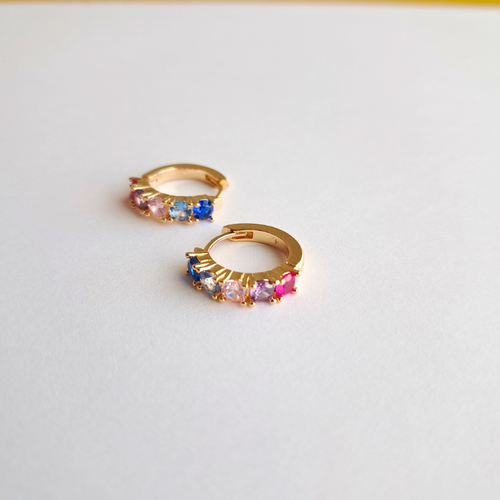 Boucles d'Oreilles Plaqué Or - Explosion de Couleurs & Éclat Infini