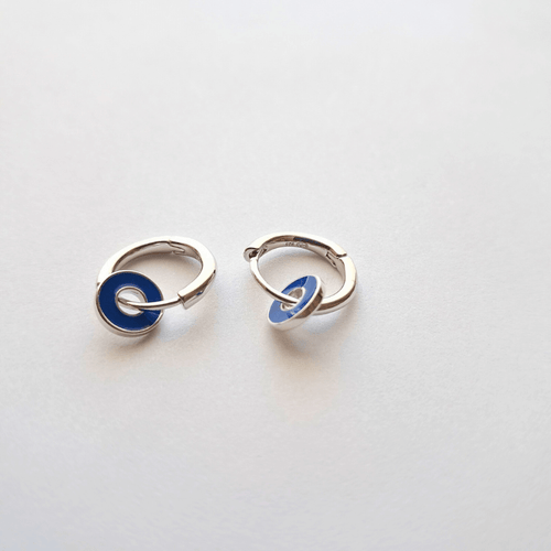 Boucles d'oreilles en argent pour femme - Pampilles cercle bleu