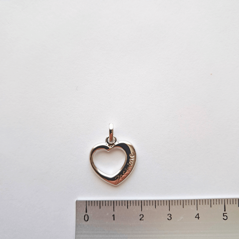 Pendentif en forme de cœur gravé “Je t’aime” pour femme en argent 925 rhodié