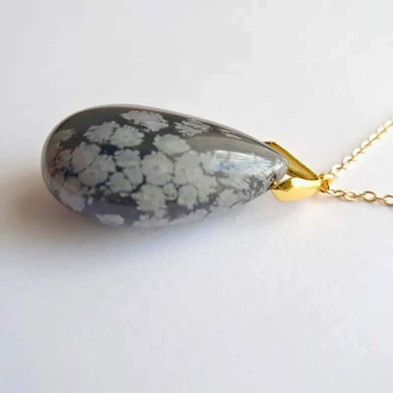 Pendentif Goutte Obsidienne Flocon – Protection Élégante, Pouvoir Brut C mon shopping™