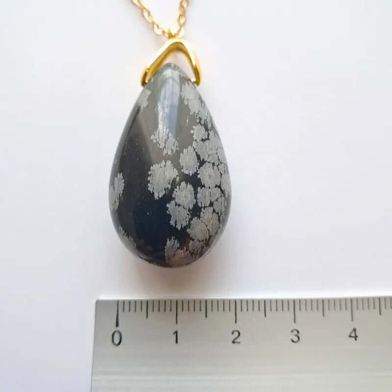 Pendentif Goutte Obsidienne Flocon – Protection Élégante, Pouvoir Brut C mon shopping™