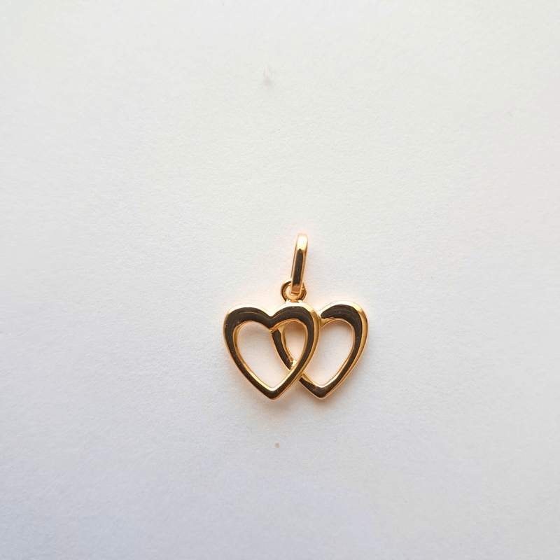 Pendentif cœur double en plaqué or pour femme, bijou élégant et romantique