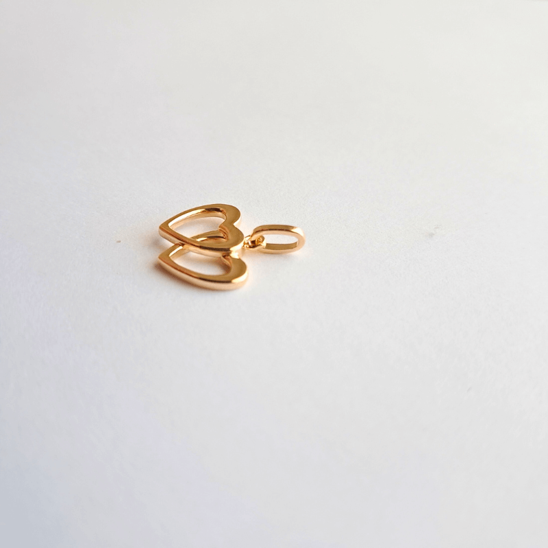 Pendentif cœur double en plaqué or pour femme, bijou élégant et romantique