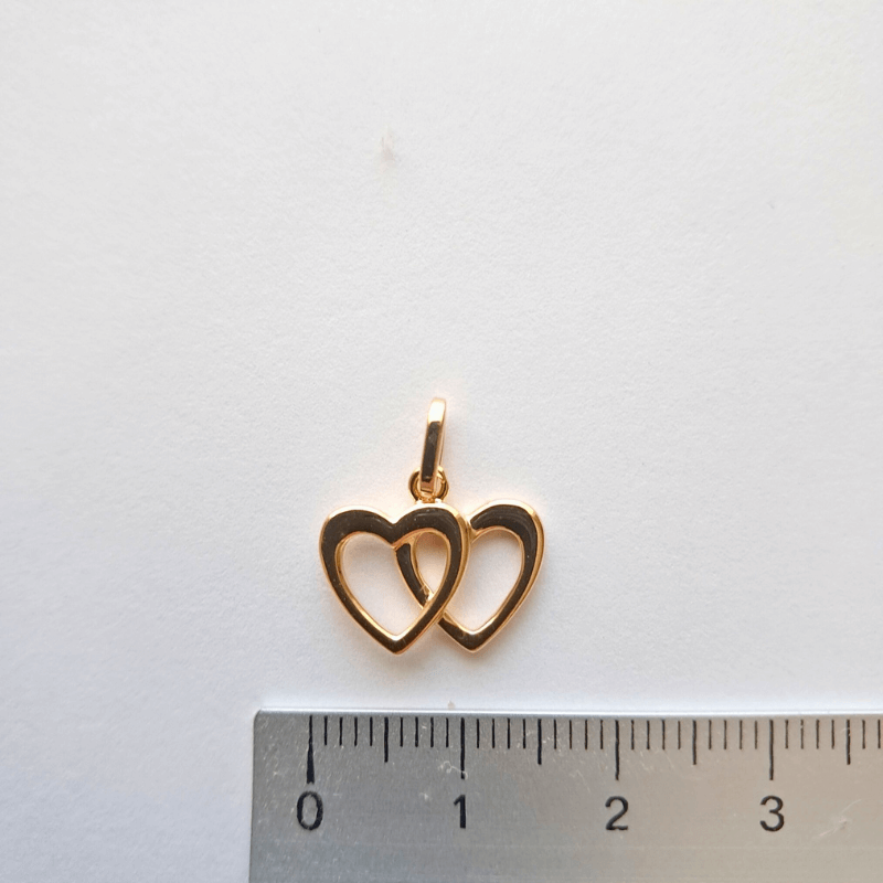 Pendentif cœur double en plaqué or pour femme, bijou élégant et romantique