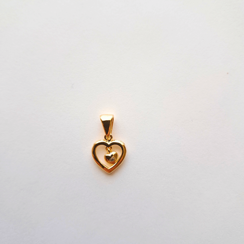 Pendentif double cœur en plaqué or pour femme avec oxyde de zirconium