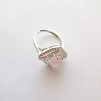 Bague Argent 925 Réglable Quartz Rose Madagascar – Tendresse & Amour de Soi C mon shopping™