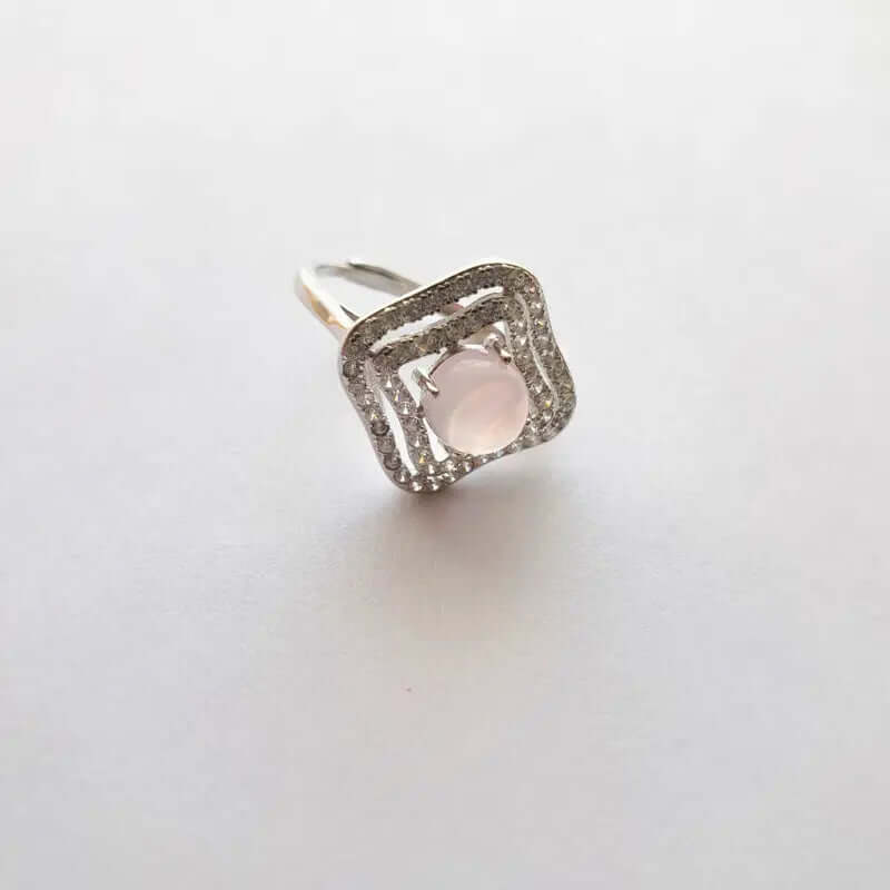 Bague Argent 925 Réglable Quartz Rose Madagascar – Tendresse & Amour de Soi C mon shopping™