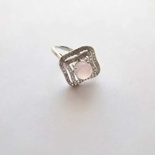 Bague en argent pour femme - Pierre Quartz Rose
