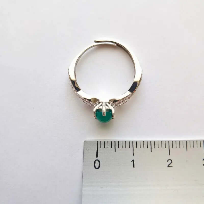 Bague Argent 925 Réglable Chrysoprase – Croissance & Renouveau C mon shopping™