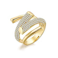 Bague en acier inoxydable pour femme avec strass ouverte