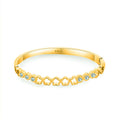 Bracelet jonc en acier inoxydable pour femme avec étoiles et strass