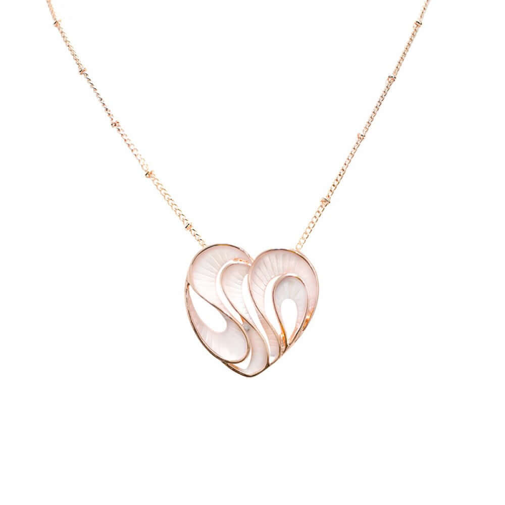 Collier en acier inoxydable pour femme et son cœur émaillé