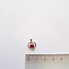 Pendentif en forme de cœur avec rubis rouge pour femme en argent 925