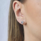 Boucles d'oreilles en argent pour femme - Tanzanite bleu ronde