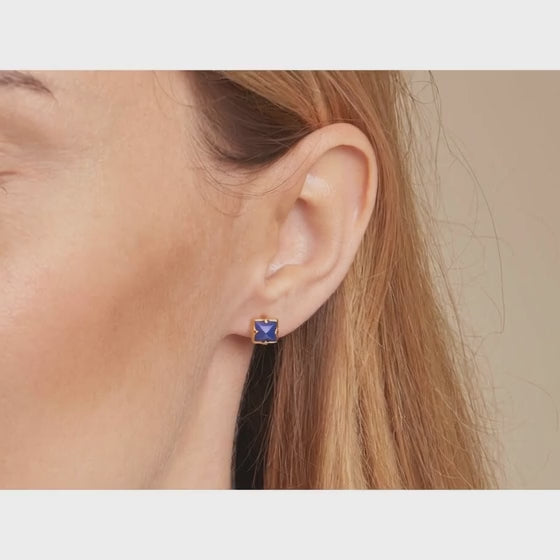 Boucles d'oreilles en argent pour femme - Lapi Lazuli bleu naturel