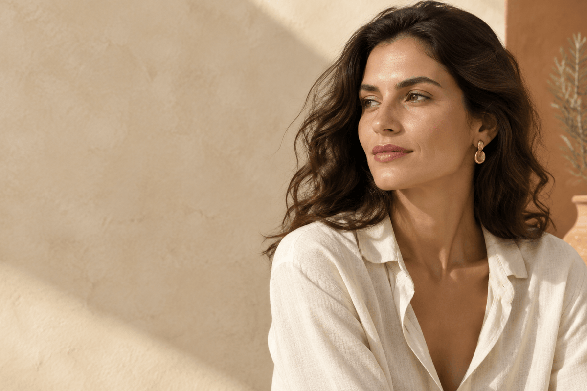 Proposition de bannière avec portrait féminin sur fond sable